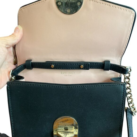Kate Spade Neve Black Leather Crossbody Bag – Silver Hardware, Card Slots - Picture 7 of 11